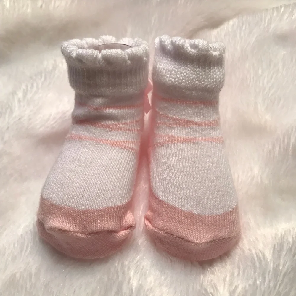 Newborn Baby Pink Bow Sock Booties